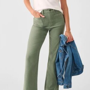 Faherty Stretch Terry Slim Wide Leg Pant Sage Green size 26
